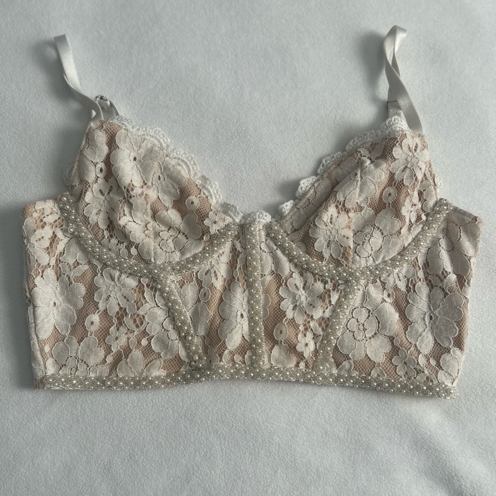 Windsor Lace Pearl Corset Bra Top Size XS
